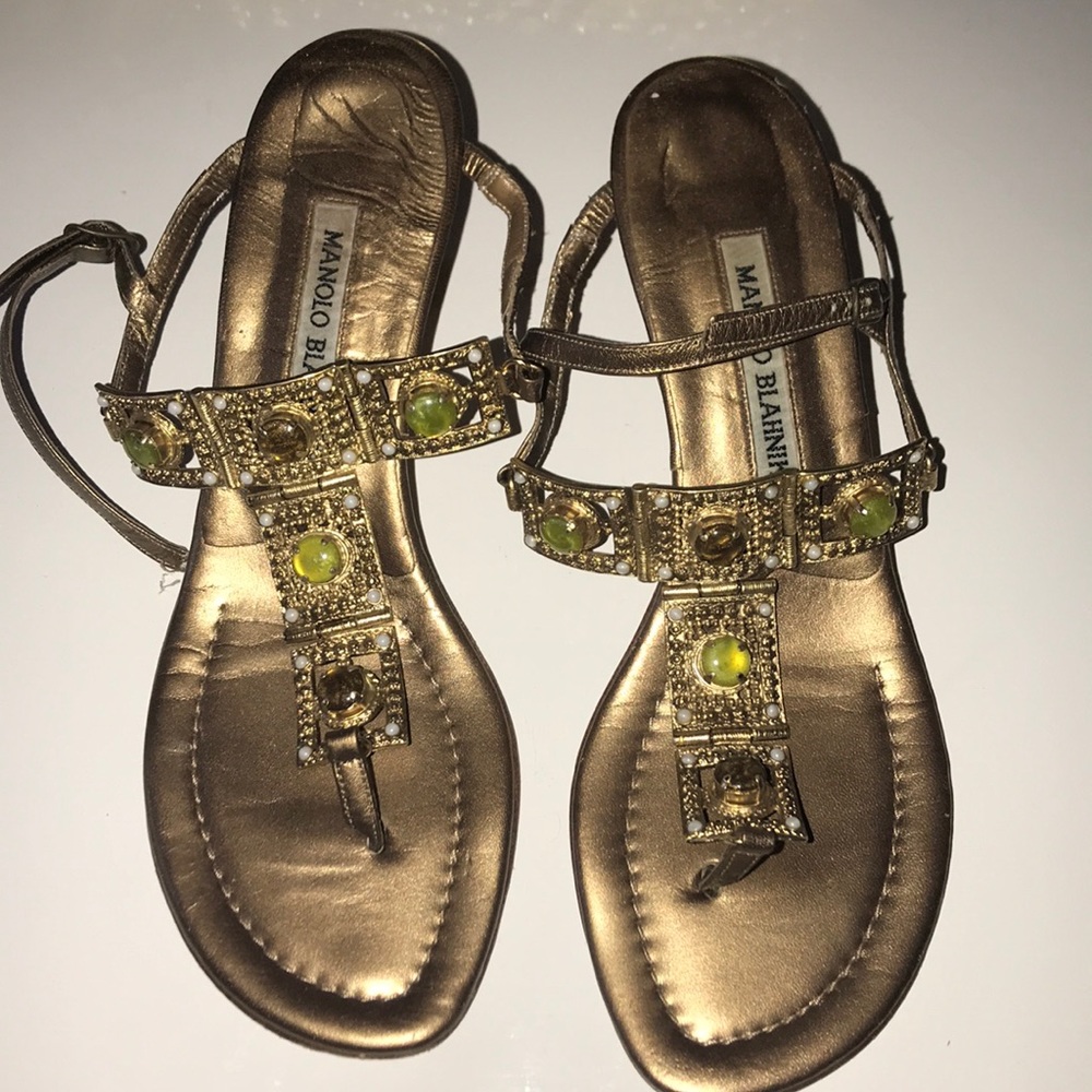 Manolo Blahnik Kitten Heel Sandals